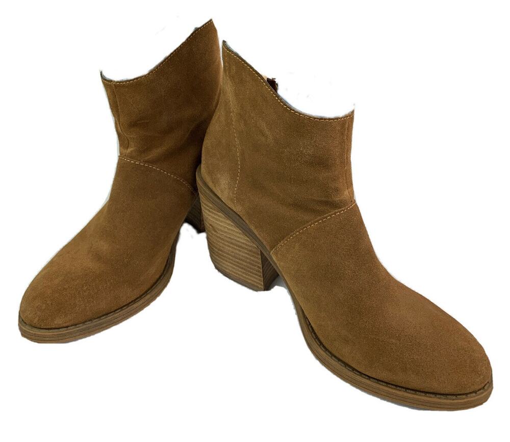 10M Steve Madden "Shrines" Brown 3.5" Block Heel Zipper Back Booties